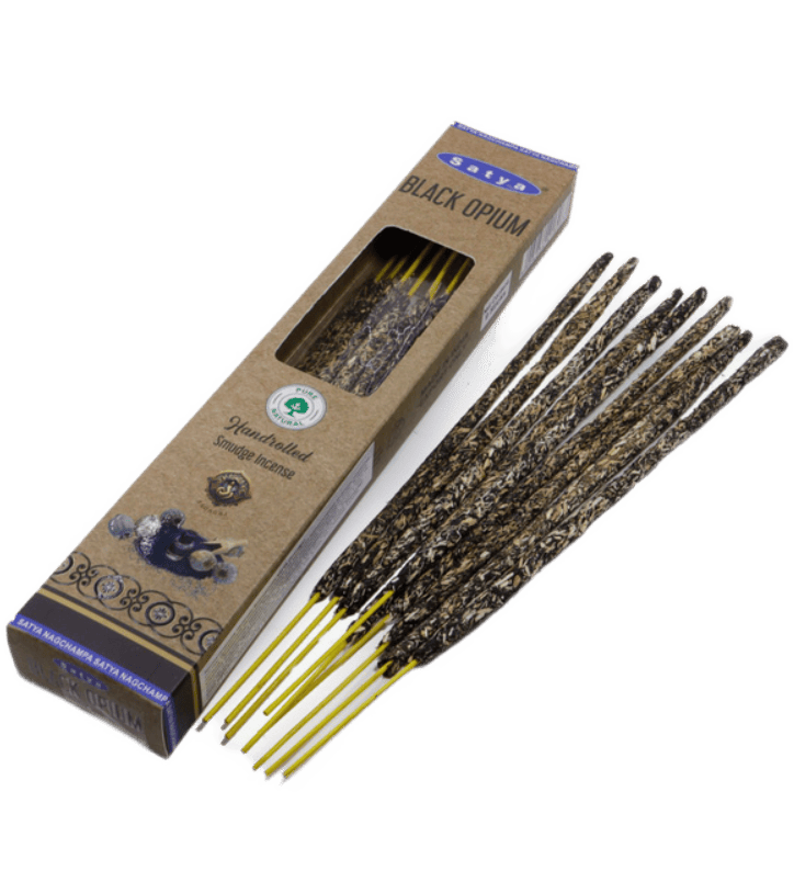 Чёрный Опиум благовония ручной скрутки Satya (BLACK OPIUM Handrolled Smudge Incense), 9 палочек