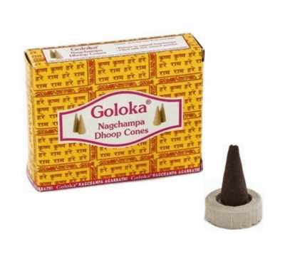 Благовония конусы Наг Чампа, Голока, Nag Champa Dhoop Cones, Goloka, 12 шт