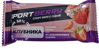 Батончик злаковый Клубничный, Sportberry, 35 гр