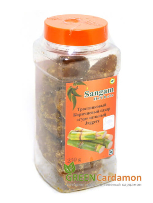 Сахар тростниковый коричневый Гур кусковой, 250 гр Сангам Хербалс