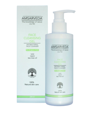 Очищающий гель для лица с экстрактами нима и тулси для всех типов кожи Face Cleansing Gel, Amsarveda, 200 мл