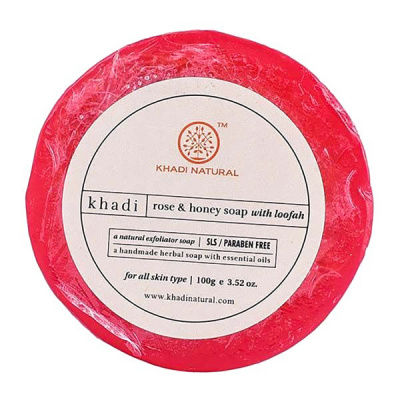 Мыло Роза и Мед с Люффой Кхади, Honey With Rose Soap, Khadi, 100 г (Без СЛС)