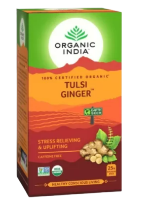 Аюрведический чай Тулси и Имбирь, Organic India Tea Tulsi Ginger, 25 пакетиков