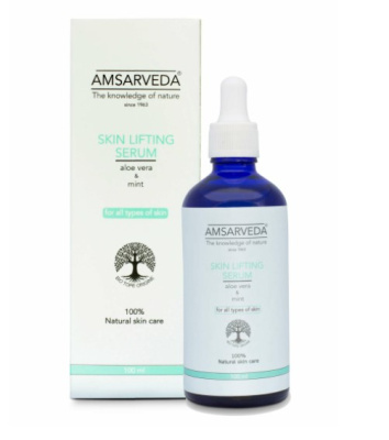 Лифтинг-сыворотка для лица натуральная с алоэ вера, тулси и мятой перечной, Skin Lifting serum, Amsarveda, 100 мл