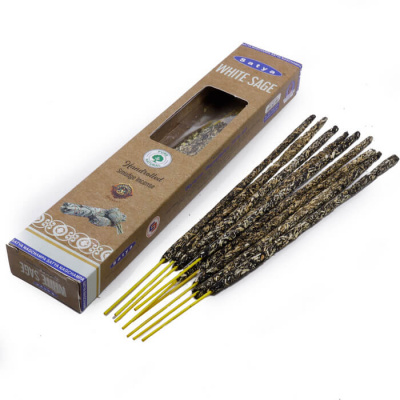 Благовония Белый Шалфей ручной скрутки Сатья (White Sage Handrolled Smudge Incense Satya) 9 палочек