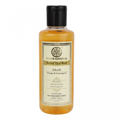 Гель для умывания Апельсин и Лемонграсс, без SLS и парабенов, Кхади Orange & Lemongrass Face Wash Khadi, 210 мл Гель для умывания Апельсин и Лемонграсс, без SLS и парабенов, Кхади Orange & Lemongrass Face Wash Khadi, 210 мл