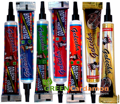 Хна в тюбике, набор Golecha, 7 тубов  Хна в тюбике, набор Golecha, 7 тубов