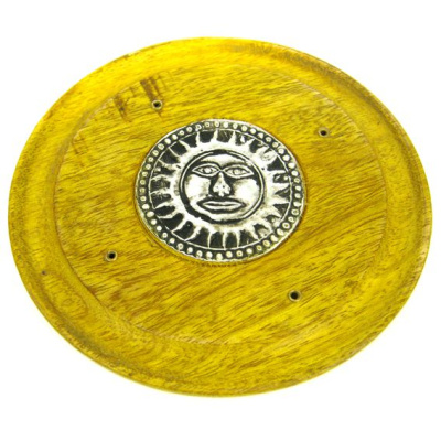 Подставка под благовония круглая Солнце, дерево, металл, 12 см