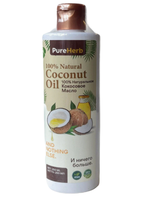 100% натуральное кокосовое масло, Pure Herbs, 250 мл