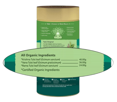 Чай Тулси натуральный, Tulsi Organic India, Original, 100 гр в жестяной банке