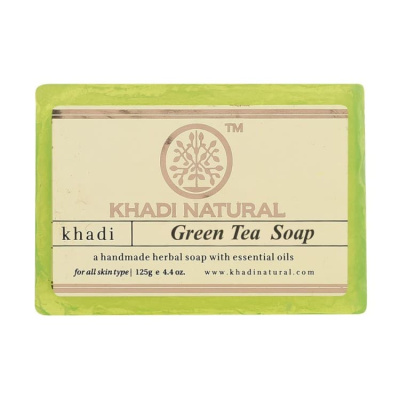Мыло С зеленым чаем, Кхади (Green Tea Soap, Khadi), 125 гр Мыло С зеленым чаем, Кхади (Green Tea Soap, Khadi), 125 гр