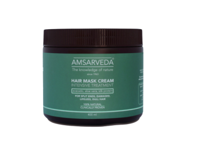Маска для интенсивного ухода за волосами с протеинами шелка Hair Mask Cream Intensive Treatment, Amsarveda, 400 мл