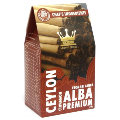 Цейлонская корица в палочках сорта Alba, Premium, United Spices, 30 гр