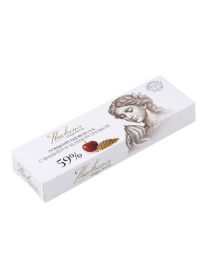 Горький шоколад 59% без добавления сахара с вишней и зеленой гречкой, Theobroma, 30 гр