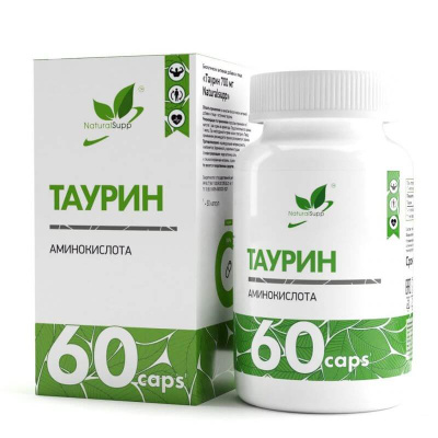 Таурин Энергия и Бодрость, NaturalSupp, 60 капсул по 700 мг