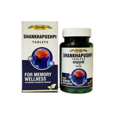 Шанкха пушпи Вьяс (Shankha pushpi tablets Vyas Pharmaceuticals) – тоник для мозга, улучшение памяти, 100 таб