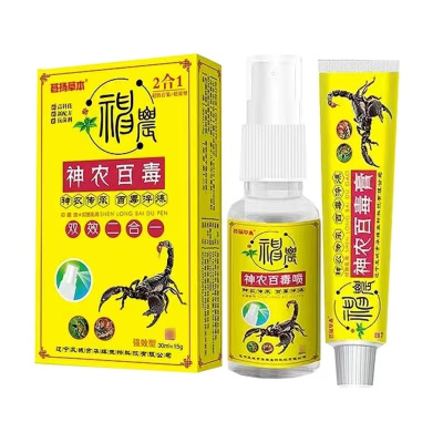 Мазь + спрей для лечения кожных заболеваний Шен Но Бай Ду, 15 г + 30 мл Мазь + спрей для лечения кожных заболеваний Шен Но Бай Ду, 15 г + 30 мл