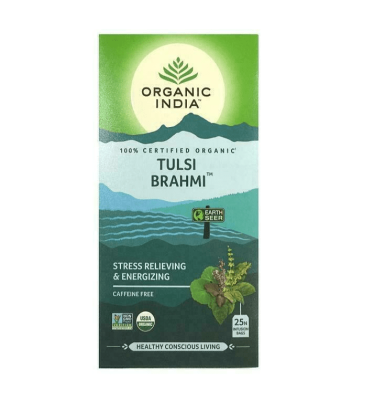 Травяной чай Тулси Брахми, Tulsi Brahmi, Organic India, 25 пакетиков