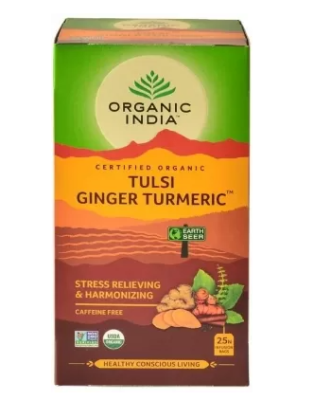 Аюрведический чай Тулси, Имбирь, Куркума, Tulsi Ginger Turmeric Tea, Organic India, 25 шт Аюрведический чай Тулси, Имбирь, Куркума, Tulsi Ginger Turmeric Tea, Organic India, 25 шт