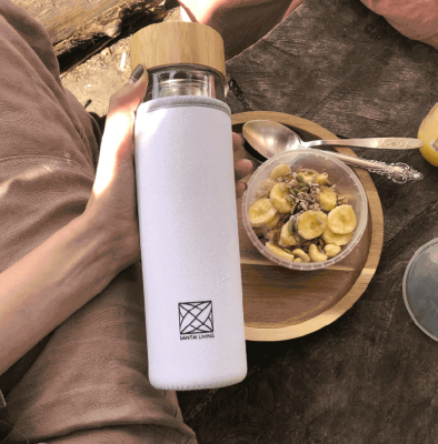 Термокружка ECO GLASS из стекла с бамбуковой крышкой и заварником, Santai Living, 350 мл