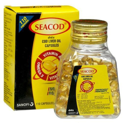 Рыбий жир - омега 3, витамин Д и А, Сиакод (Cod Liver Oil Сapsules, Seacod), 110 капсул