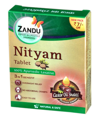 Нитьям Занду (Nityam Tablets Zandu), 10 таб - мягкое слабительное Нитьям Занду (Nityam Tablets Zandu), 10 таб - мягкое слабительное