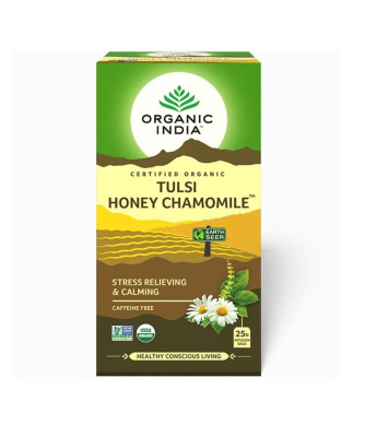 Чай Тулси с мёдом и ромашкой, (Tea Tulsi Honey Chamomile), Organic India, 25 пакетиков