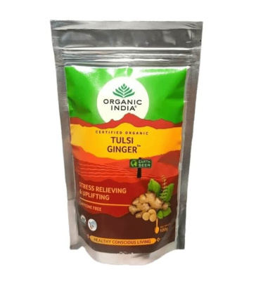 Травяной чайный напиток Тулси, Имбирь, Куркума (Tulsi Ginger Turmeric Tea Organic India) 100 гр