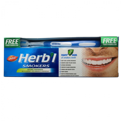 Зубная паста Дабур Хербл для курящих / Dabur Herb'l Smokers Natural, 150г. + Зубная щетка Зубная паста Дабур Хербл для курящих / Dabur Herb'l Smokers Natural, 150г. + Зубная щетка