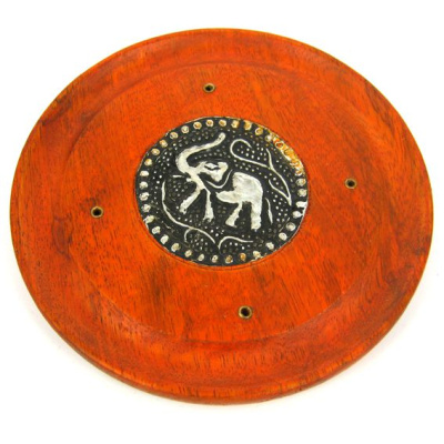 Подставка под благовония круглая Слон, дерево, металл, 12 см