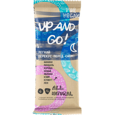 Батончик «Up and Go», легкий перекус перед сном, 45 гр Батончик «Up and Go», легкий перекус перед сном, 45 гр
