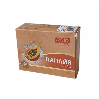 Мыло туалетное Папайя, Ayur Plus, 100 гр