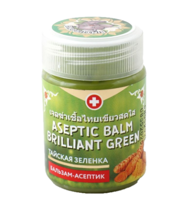 Тайская зеленка с экстрактом куркумы, Aseptic Balm Brilliant Green, Binturong, 50 гр