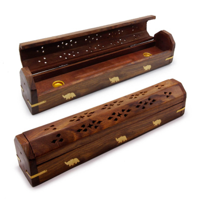 Подставка для благовоний пенал 30см дерева Шишам с резьбой